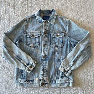Men's Zara Distressed Denim Jacket - Large